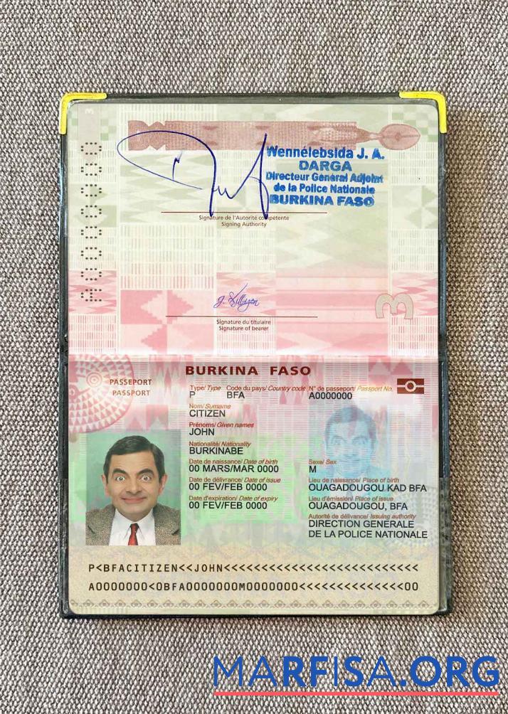 Blank Burkina Faso pass (2018 present) photo look template